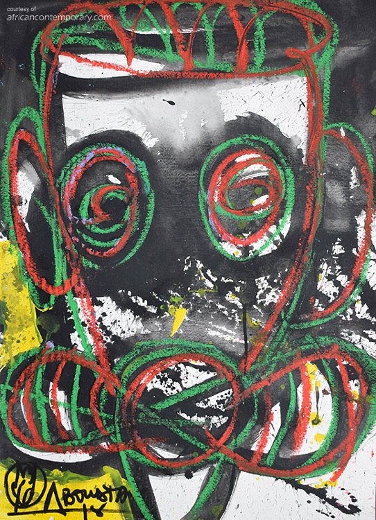 untitled #1 by Aboudia Abdoulaye Diarrassouba (2018) - mixed media on paper | 58 cm x 42 cm