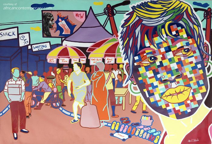 untitled #2 by Ajarb Bernard Ategwa (2015) - acrylics on canvas | 160 cm x 221 cm