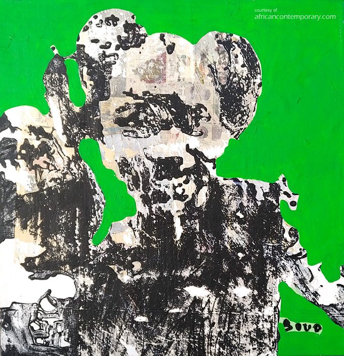Les enfants dans les ordures by Armand Boua (2018) - mixed media on canvas | 110 cm x 93 cm