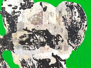 Detail of a painting by Armand Boua, 'Les enfants dans les ordures', 2018