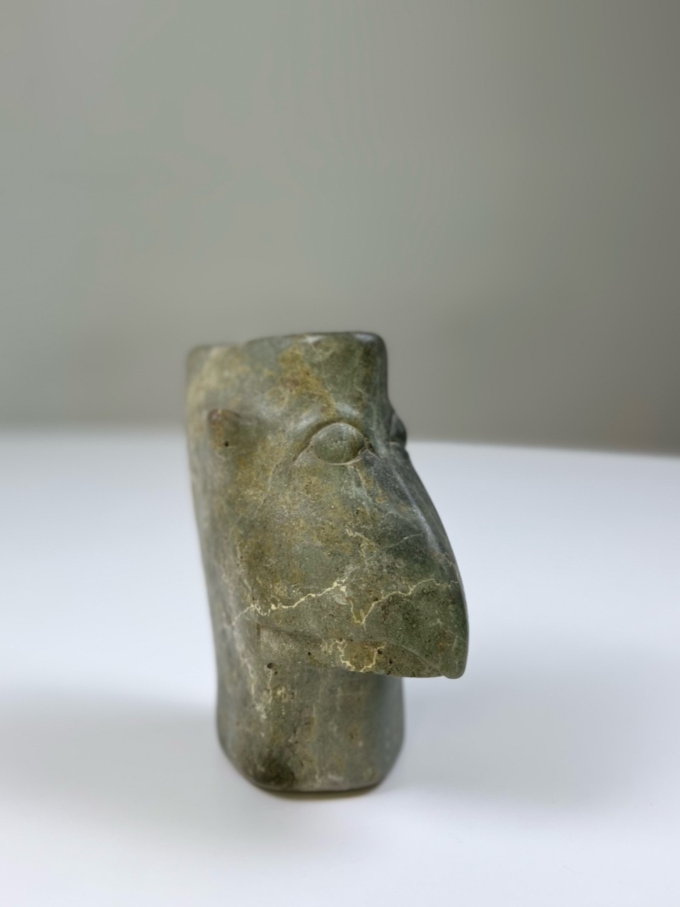 Bernard Matemera ’Head in Green Opal Stone’ - green opal stone | 17 cm x 15 cm x 10 cm (6.7 in x 5.9 in x 3.9 in)