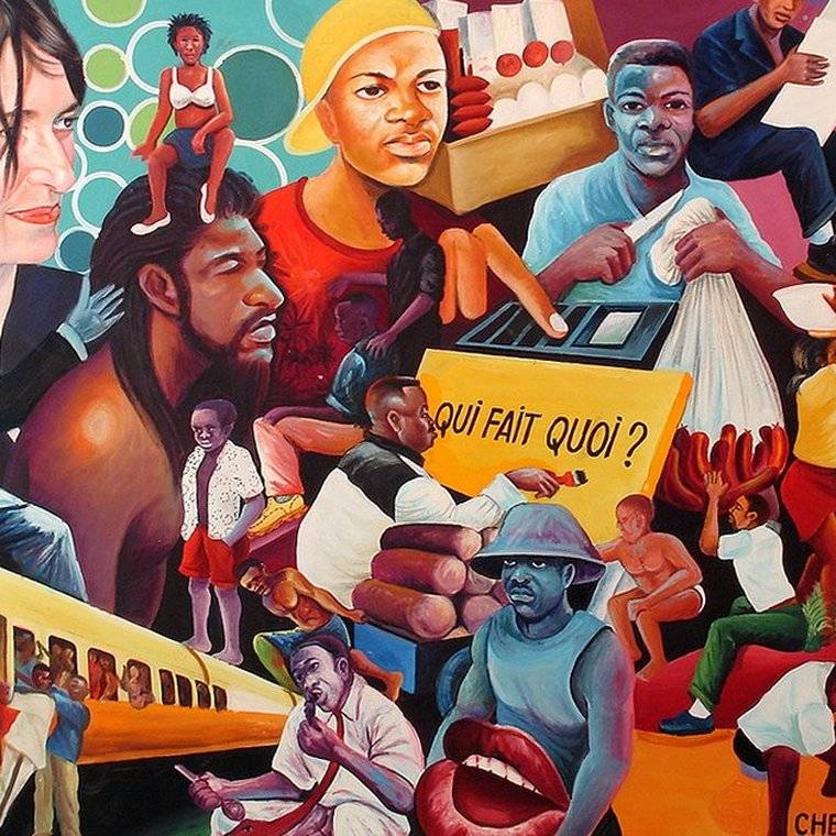 Detail of 'Qui fait quoi?' by Chéri Chérin (2008), oil on canvas, 130 x 200 cm