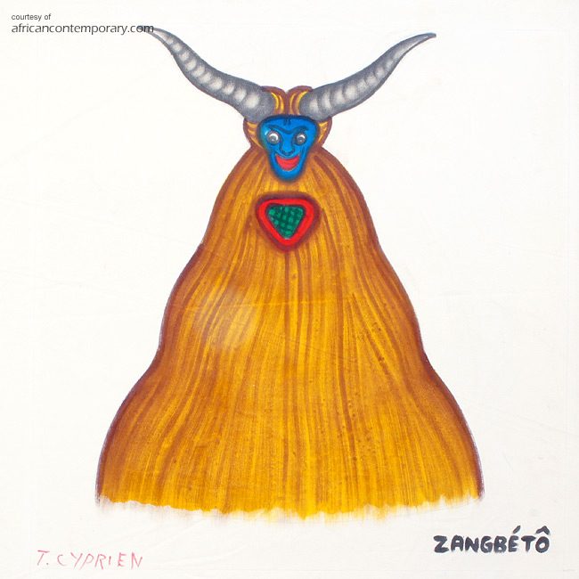 Zangbeto by Cyprien Tokoudagba (2005) - oil on canvas | 50 cm x 50 cm