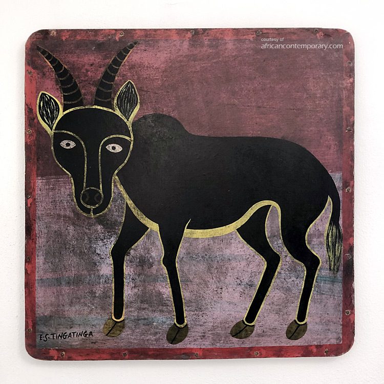 Antelope by Edward Saidi Tingatinga - enamels on masonite | 61 cm x 61 cm