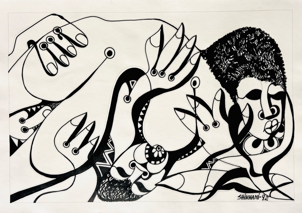 Ernesto Shikhani ’Faces and Flowing Forms’ 1992 - ink on paper | 70 cm x 100 cm (27.6 in x 39.4 in)