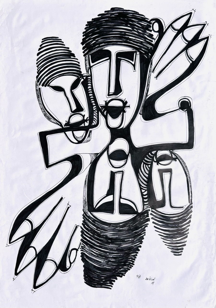 Ernesto Shikhani ’Interlocking Faces’ 1998 - ink on paper | 86 cm x 61 cm (33.9 in x 24.0 in)
