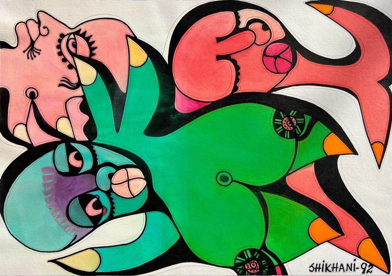 Ernesto Shikhani ’Interwoven Figures’ 1992 - tempera on paper | 45 cm x 66 cm (17.7 in x 26.0 in)