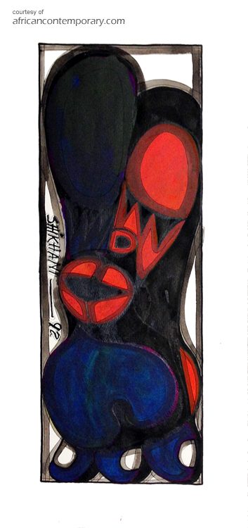 untitled #1 by Ernesto Shikhani (1992) - tempera on paper | 50 cm x 25 cm