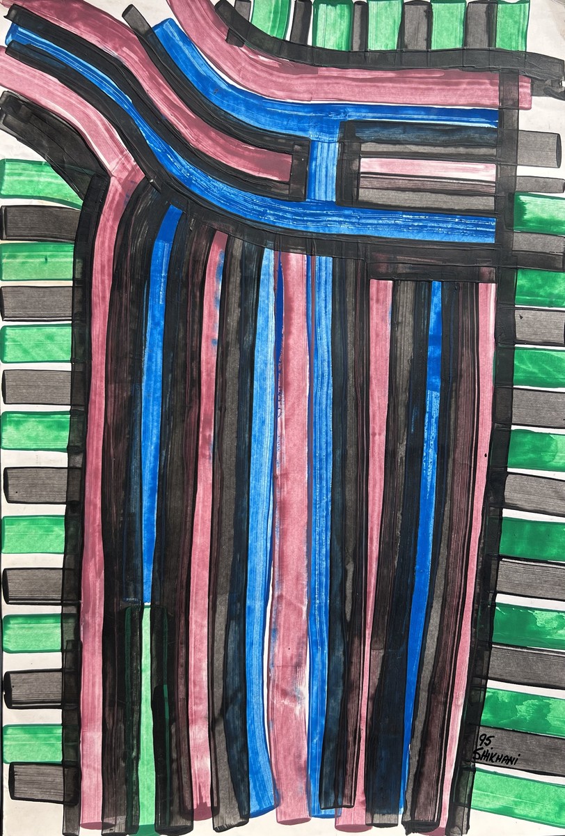 Untitled (Rhythms) by Ernesto Shikhani (1995) - tempera on paper | 64 cm x 44 cm (25.2 in x 17.3 in)