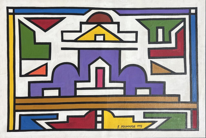 Abstract pattern by Francina Ndimande (1993) - oil on canvas | 75 cm x 110 cm (29.5 in x 43.3 in)