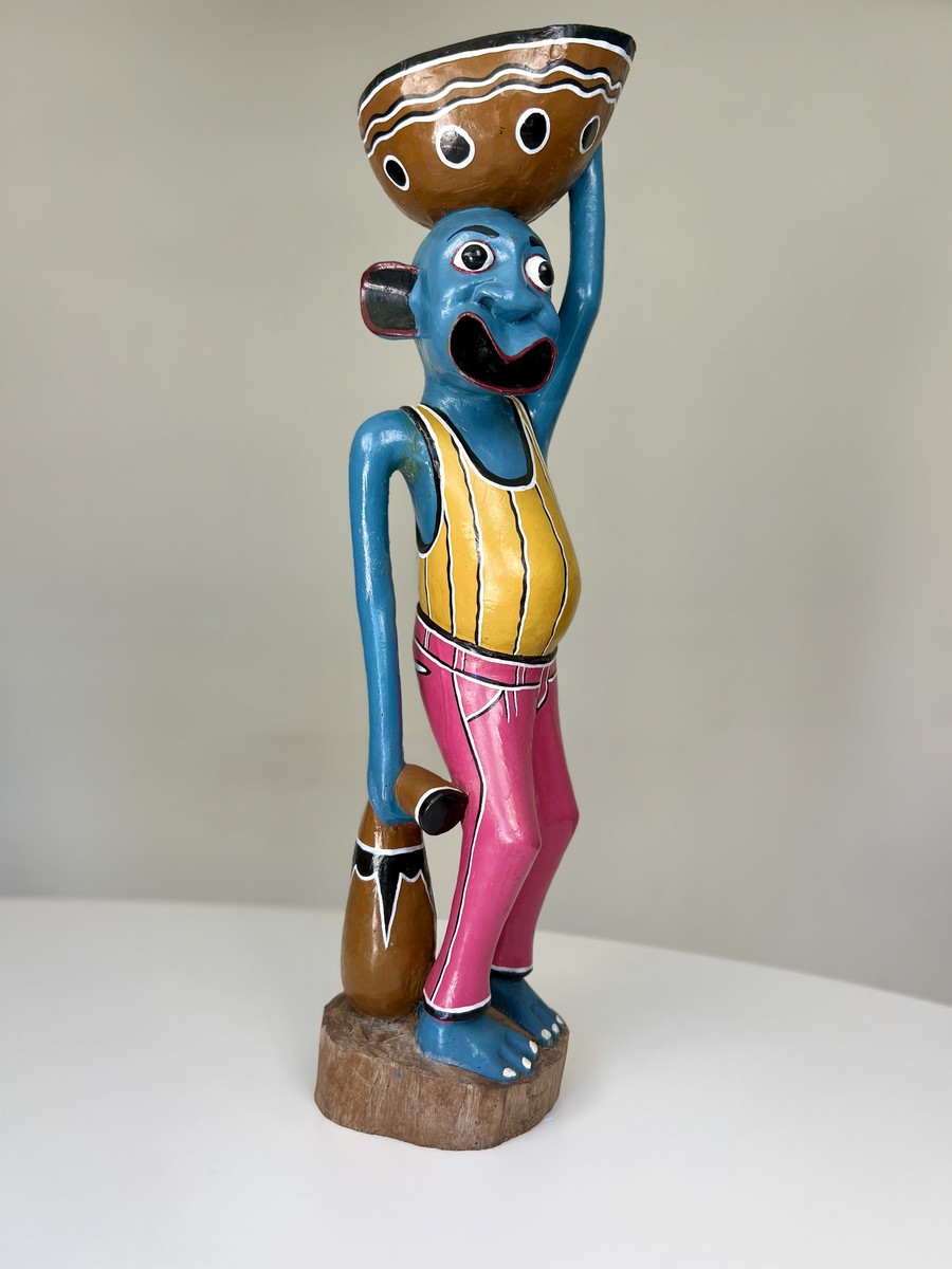 Blue Shetani with Bowl by George Lilanga di Nyama (2001)