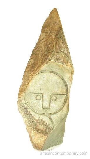 Palm leaf child by Henry Munyaradzi - serpentine | h:60 cm