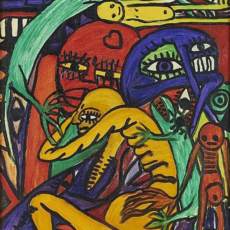 Detail of 'Paris' by Malangatana, 1971