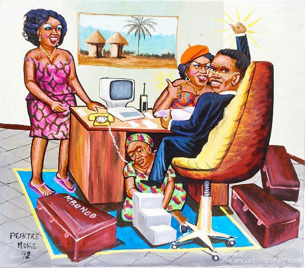 PDG Bureau by Peintre Moke (1992) - oil on canvas | 75 cm x 85 cm