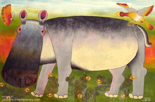 Hippo by Omari Amonde (2008) - oil on canvas | 120 cm x 180 cm