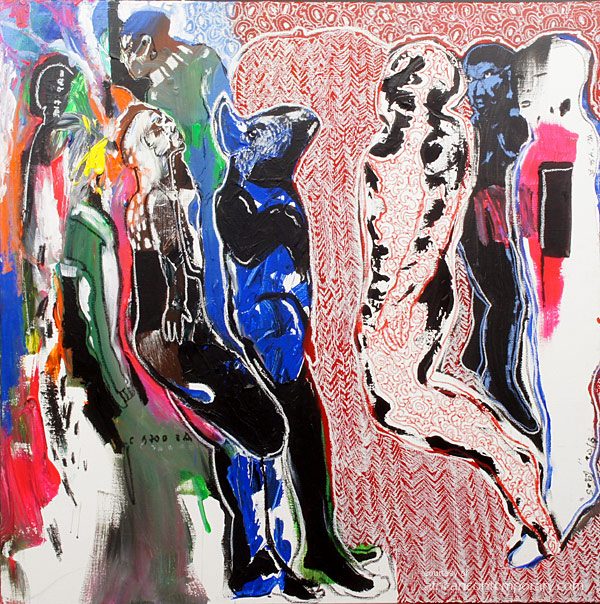 untitled #3 by Soly Cissé (2016) - mixed media on canvas | 100 cm x 100 cm