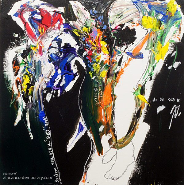 untitled #1 by Soly Cissé (2016) - mixed media on canvas | 60 cm x 60 cm