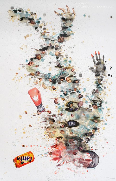 KO Technique 1 (Cassius Clay) by Steve Bandoma (2013) - mixed media and collage on paper | 150 cm x 100 cm