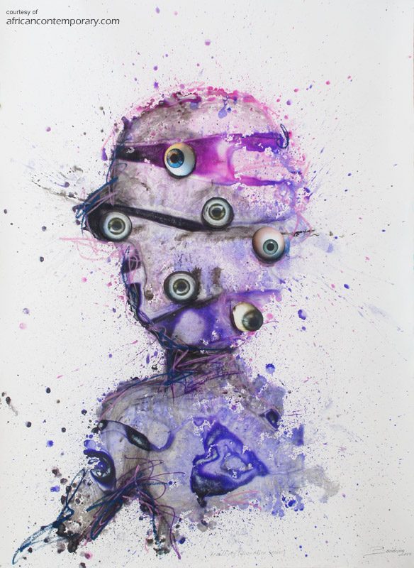Trauttylz (Alien series) by Steve Bandoma (2014) - mixed media and collage on paper | 140 cm x 100 cm