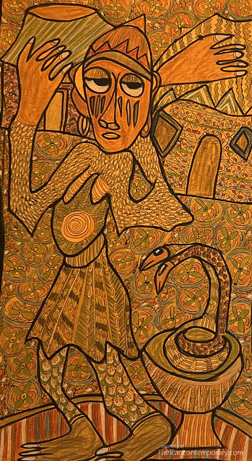 untitled by Twins Seven-Seven (1989) - mixed media on canvas | 84 cm x 47 cm