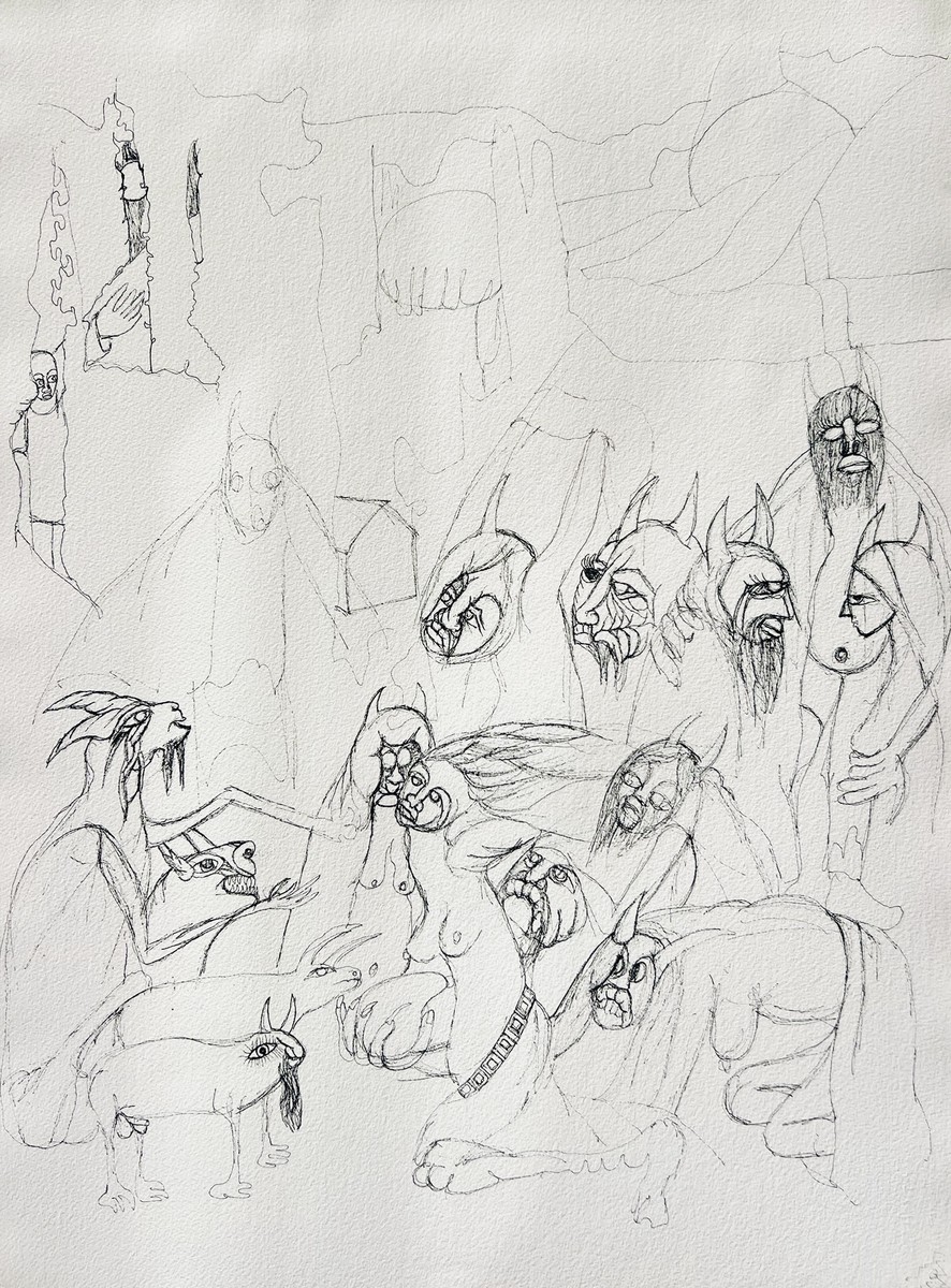 Bestiary by Valente Malangatana Ngwenya (1972) - ink on paper | 76 cm x 56 cm