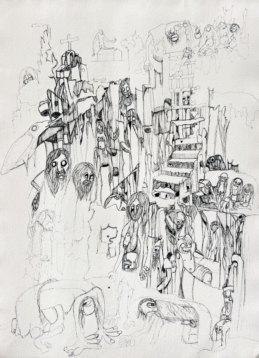 Stairway of Spirits by Valente Malangatana Ngwenya (1972) - ink on paper | 76 cm x 56 cm