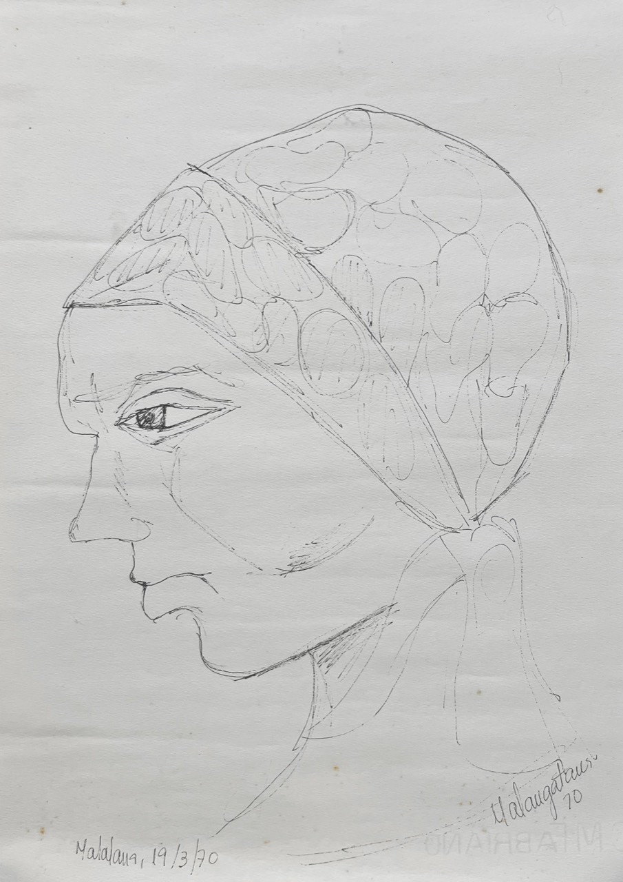 Malangatana ’Woman in Profile’ 1970 - ink on paper | 43 cm x 33 cm (16.9 in x 13.0 in)