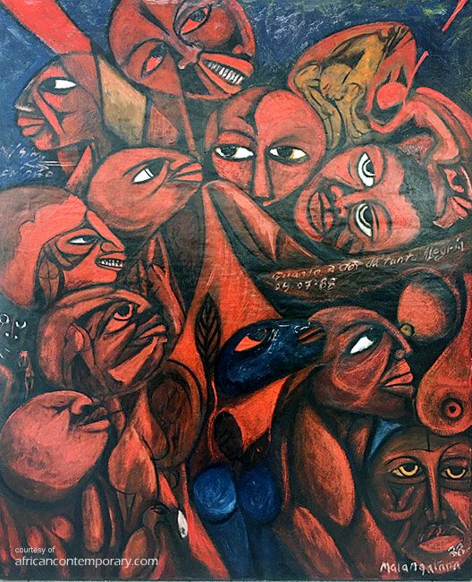 Quando a dor dá tanta alegria by Valente Malangatana Ngwenya (1988) - oil on canvas | 100 cm x 89 cm