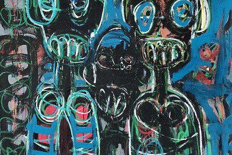 Aboudia Abdoulaye Diarrassouba 'Untitled (Two Figures)' 2018