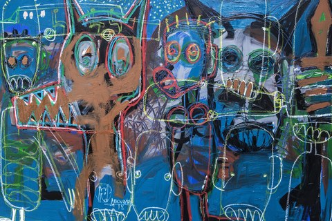Aboudia Abdoulaye Diarrassouba 'Four Masks' 2018