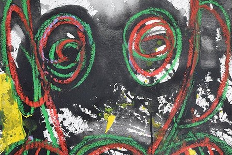 Aboudia Abdoulaye Diarrassouba 'Untitled (Portrait)' 2018 - mixed media on paper | 58 cm x 42 cm