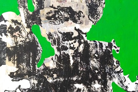 Armand Boua 'Les enfants dans les ordures' 2018 - mixed media on canvas | 110 cm x 93 cm