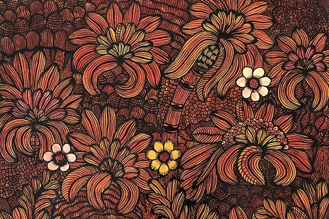 David Mzuguno 'Red forest' 2005 - oil on canvas | 60 cm x 60 cm