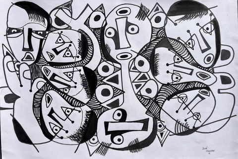 Ernesto Shikhani 'Untitled (Fragmented Faces)' 2006 - ink on paper | 43 cm x 61 cm