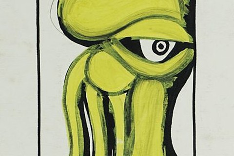 Ernesto Shikhani 'Untitled (Creature)' 1986 - tempera on paper | 20 cm x 12 cm