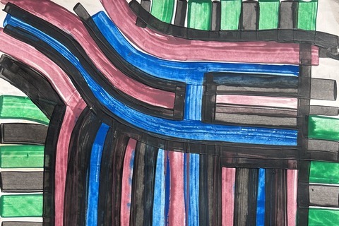 Ernesto Shikhani 'Rhythms' 1995 - tempera on paper | 64 cm x 44 cm (25.2 in x 17.3 in)