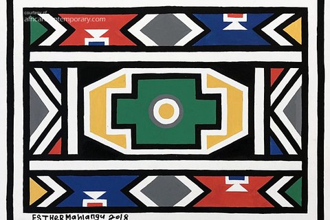 Esther Mahlangu 'Untitled (Ndebele Pattern III)' 2018 - acrylics on canvas | 60 cm x 80 cm