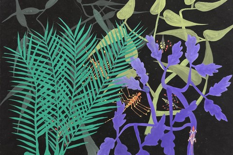 F&eacute;lix Ossali 'Untitled (Night Garden)' 1954 - gouache on paper | 32 cm x 37 cm (12.6 in x 14.6 in)