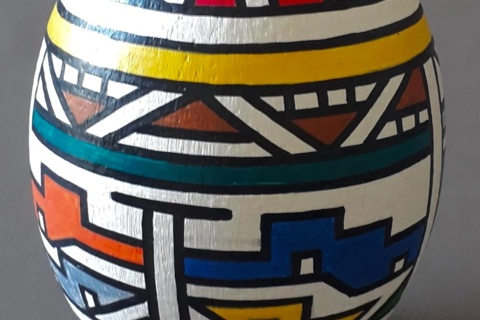 Francina Ndimande ’Painted Ostrich Egg’ - painted ostrich egg | 16 cm x 12 cm (6.3 in x 4.7 in)