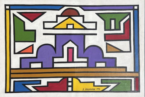 Francina Ndimande 'Abstract pattern' 1993 - oil on canvas | 75 cm x 110 cm (29.5 in x 43.3 in)