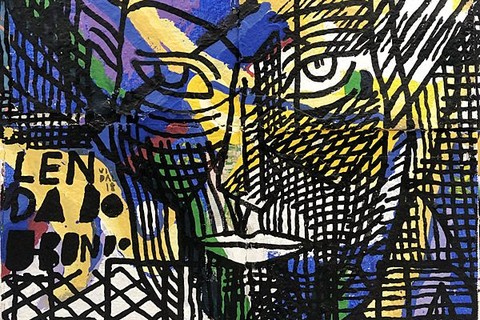 Francisco Vidal 'Lenda do Ubondo' 2018 - mixed media on handmade paper | 100 cm x 100 cm (39.4 in x 39.4 in)