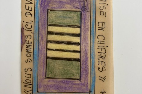 Frédéric Bruly Bouabré 'Comptabilité mise en chiffres' 1989 - pen and crayon on vellum | 15 cm x 10 cm