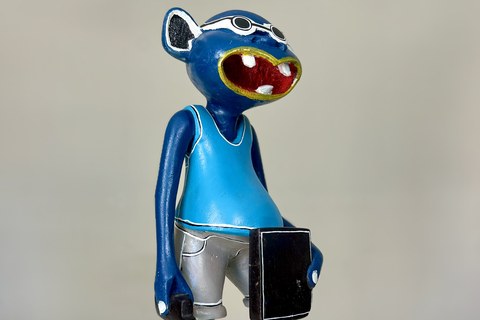 George Lilanga 'Blue Shetani with mobile phone' 2001