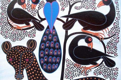 Hashim Mruta 'Leopard and birds'