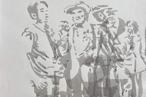 Ihosvanny 'Untitled (Passers-by I)' 2011 - watercolour on paper | 70 cm x 50 cm (27.6 in x 19.7 in)