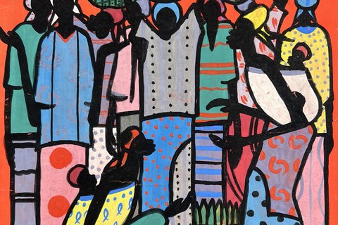 Jacques Zigoma 'Untitled (Market Women)' circa 1950/60 - gouache on paper | 41 cm x 32 cm (16.1 in x 12.6 in)