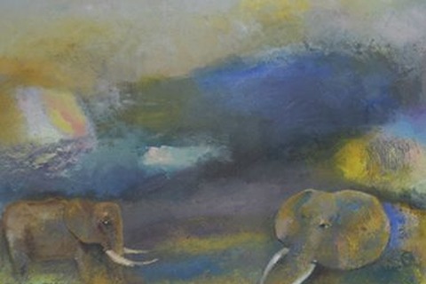 Jak Katarikawe 'Elephants at the Waterhole' 1975