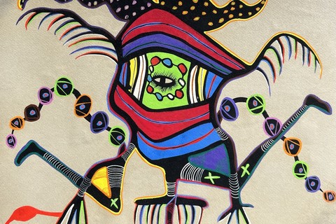 Marcel Gotène 'Ceremonial Mask' c.1950/60 - gouache on paper | 31 cm x 38 cm (12.2 in x 15.0 in)