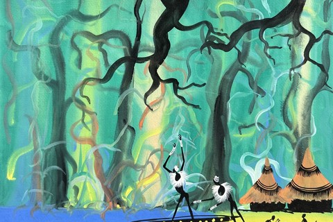 Marcel Gotène 'Enchanted Forest' c.1950/60 - gouache on paper | 33 cm x 43 cm (13.0 in x 16.9 in)