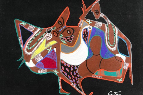 Marcel Gotène 'Horned Beast' c.1950/60 - gouache on paper | 33 cm x 41 cm (13.0 in x 16.1 in)